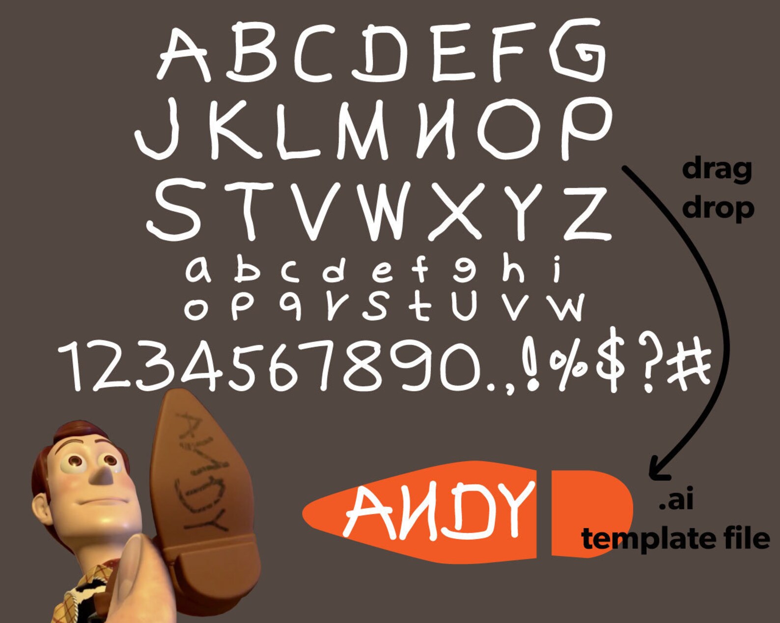 Custom Your Name Andy Font Disney Toy Story Movie Inspired Etsy