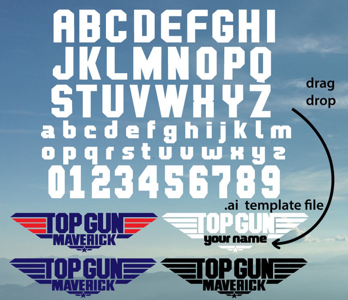 Top Gun Font SVG Files Topgun Maverick Vector Alphabet Letters Etsy