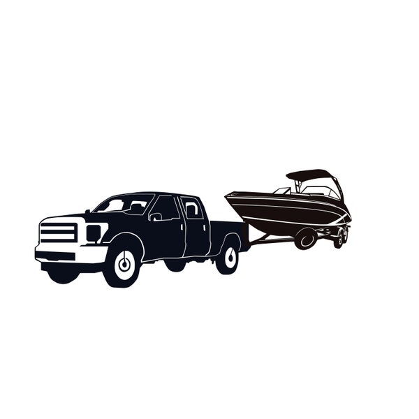 Truck pulling boat SVG, PNG, JPG files