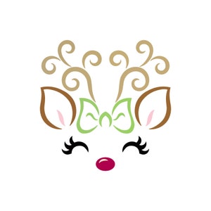 Reindeer Girl with Bow SVG