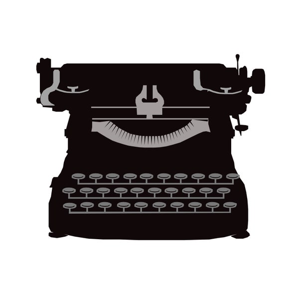 Vintage, old fashion, black typewriter SVG and JPG files. Download includes both a layered design and single cut design