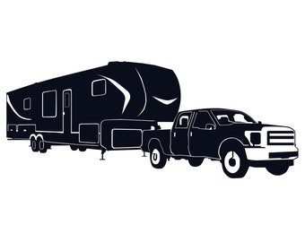Fifth Wheel RV Camper With Campfire SVG File vector Clip Art - Etsy