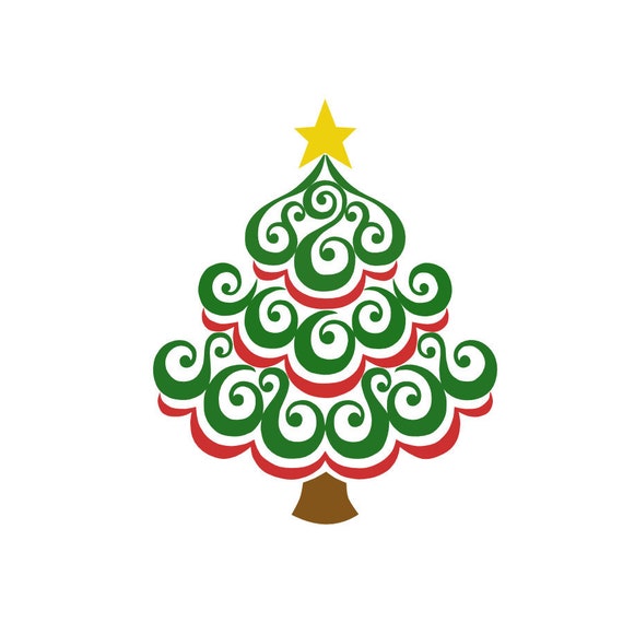 Download Free Swirly Christmas Tree Svg Etsy SVG DXF Cut File