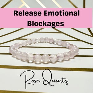 ROSE QUARTZ Healing Crystal Bracelet, Meditation Bracelet, Stretch Bracelet, Natural Gemstone Bracelet, Bracelets for Women, Gift