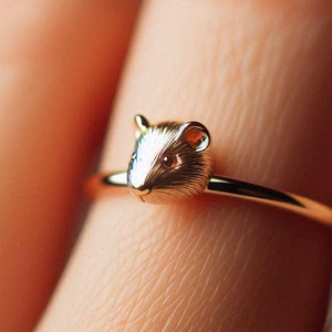 Minimalist Guinea Pig Ring Yellow Gold Guinea Pig Ring Cavy Ring Guinea Pig Jewelry Dainty Solid Gold Guinea Pig Gift White Gold Rose Gold