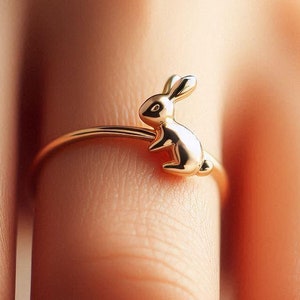Minimalist Bunny Ring Yellow Gold Rabbit Ring Gold Rabbit Ring Bunny Jewelry Dainty Solid Gold Bunny Gift Rabbit Gold White Gold Rose Gold