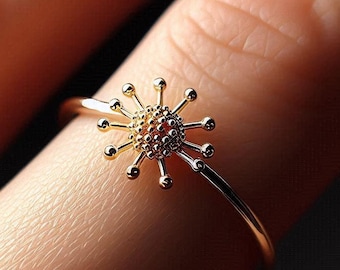 Minimalist Virus Ring Yellow Gold Virus Ring Science Ring Doctor Jewelry Dainty Solid Gold Doctor Ring Science Gold White Gold Rose Gold