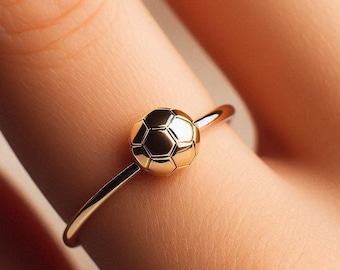 Minimalist Soccer Ring Yellow Gold Soccer Ring Football Ring Soccer Ball Jewelry Solid Gold Soccer Gift Football Gold White Gold Rose Gold