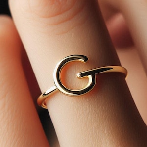 Minimalist Letter G Ring Yellow Gold G Initial Ring G Letter Jewelry Dainty Solid Gold Love Gift G Name Gold White Gold Rose Gold
