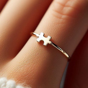 Minimalist Puzzle Piece Ring Yellow Gold Puzzle Piece Ring Puzzle Ring Puzzle Jewelry Dainty Solid Gold Puzzle Gift White Gold Rose Gold