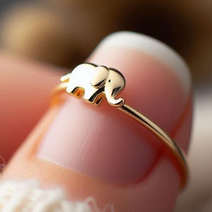 Minimalistischer Elefant Ring Gelbgold Elefant Ring Afrika Ring Elefant Schmuck zierlich Solid Gold Afrika Geschenk Elefant Weißgold Rosegold