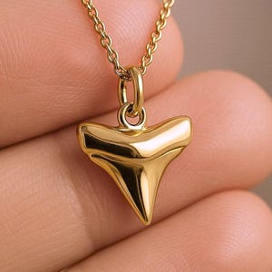 Gold Shark Tooth Charm Necklace Yellow Gold Fossil Pendant Shark Tooth Necklace Solid Gold Minimalist Fossil Charm Dainty SharkTooth Jewelry
