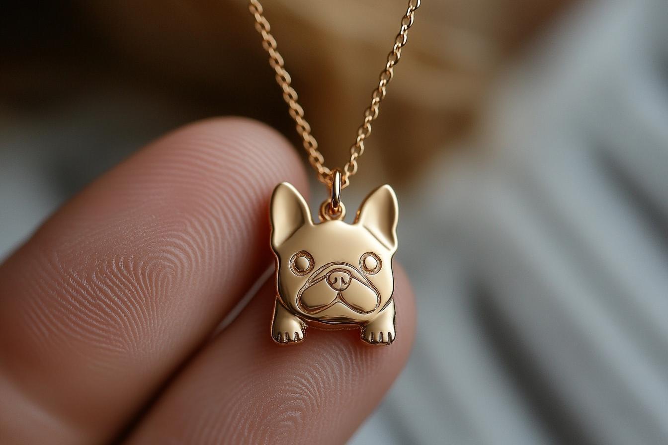Gold French Bulldog Charm Necklace Yellow Gold Bulldog Pendant French Bulldog Necklace Solid Gold Minimalist French Bulldog Jewelry