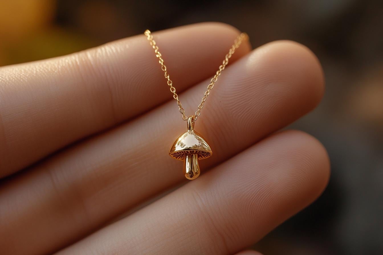 Gold Mushroom Charm Necklace Yellow Gold Fungi Pendant Mushroom Necklace Solid Gold Minimalist Forest Charm Dainty Mushroom Jewelry