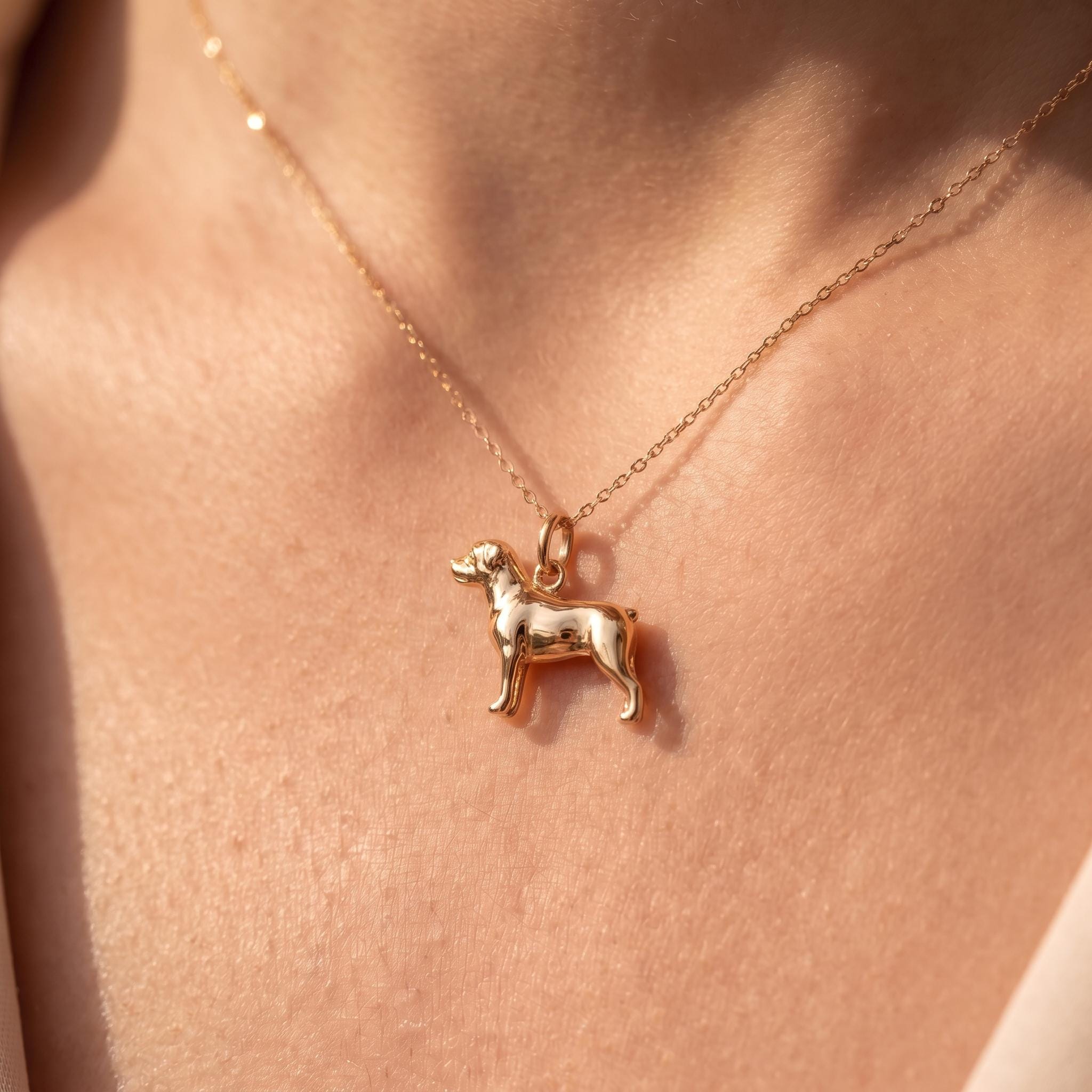Solid Gold Rottweiler CCharm Pendant in Yellow, Rose, or White Gold