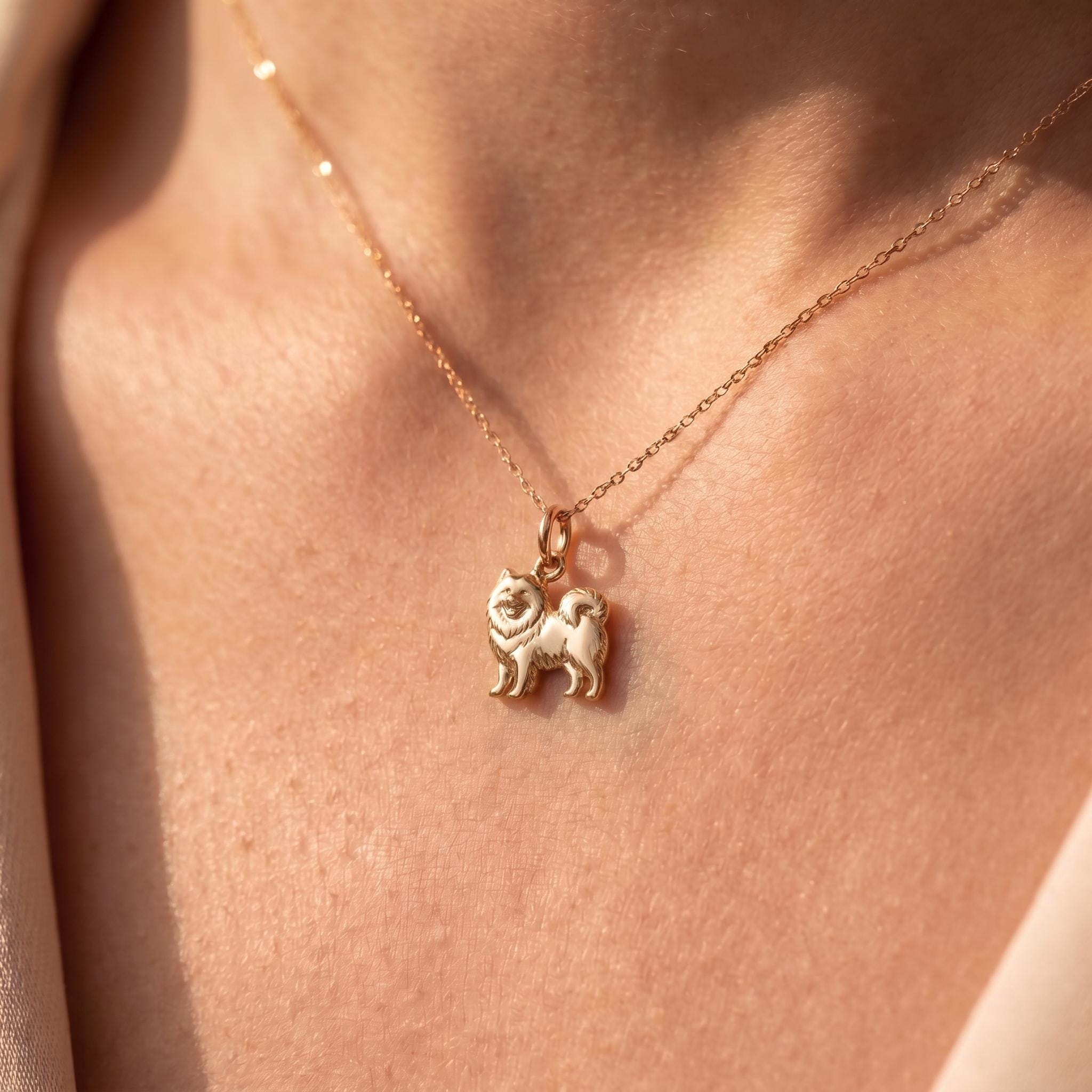 Solid Gold Samoyed Dog Charm Pendant in Yellow, Rose, or White Gold