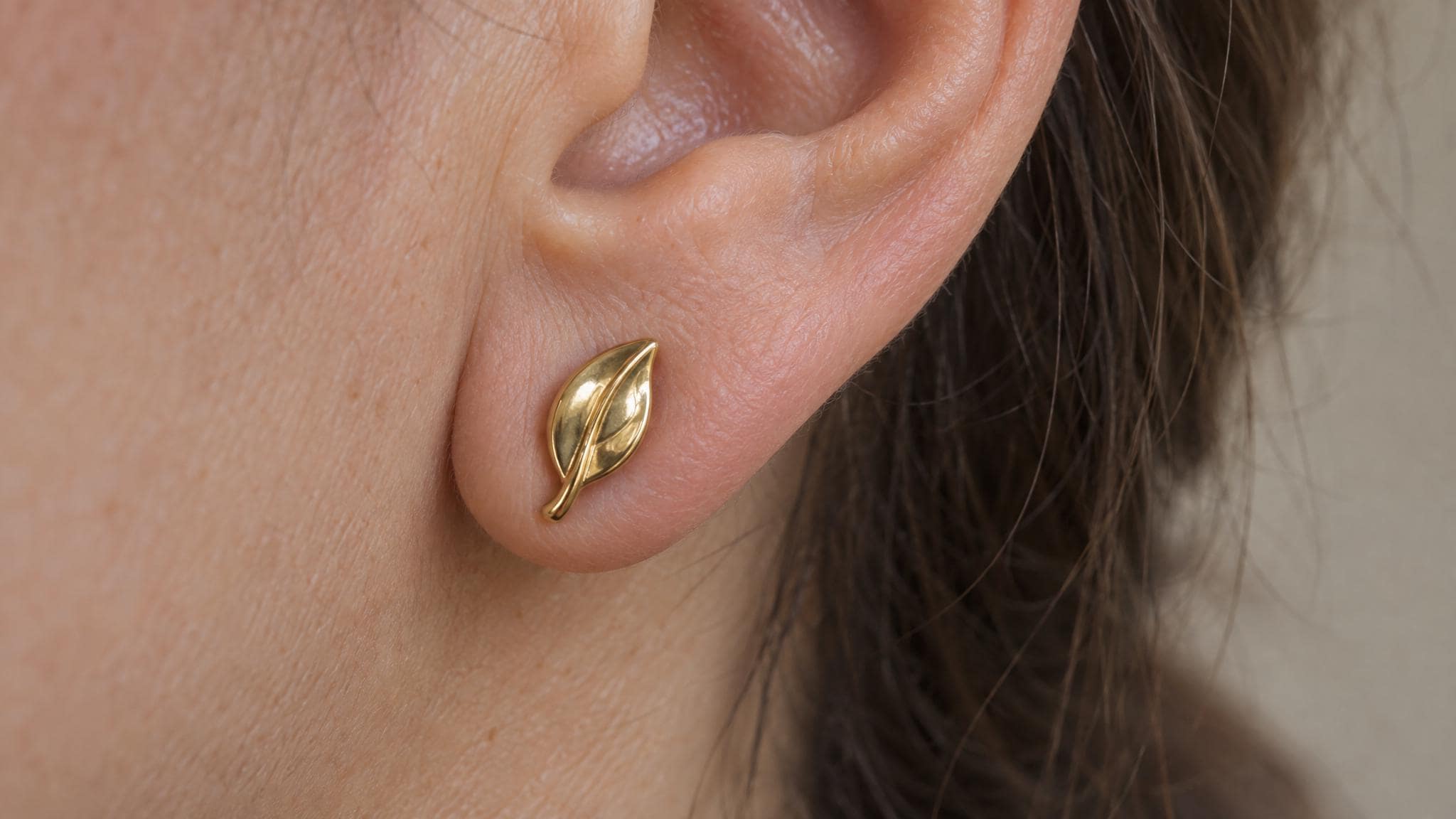 14k Solid Gold Eucalyptus Leaf Earrings: Botanical Jewelry Studs in Yellow Gold, Rose, White, or Silver