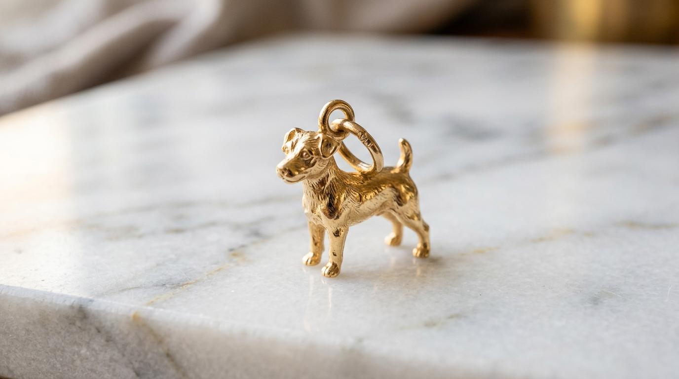 Solid Gold Jack Russell Terrier Bracelet Charm in Yellow, Rose, White Gold or Sterling Silver