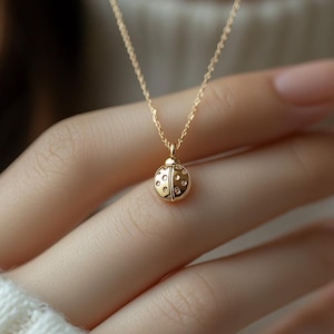 Gold Ladybug Charm Necklace Yellow Gold Insect Pendant Ladybug Necklace Solid Gold Minimalist Good Luck Charm Dainty Ladybug Jewelry