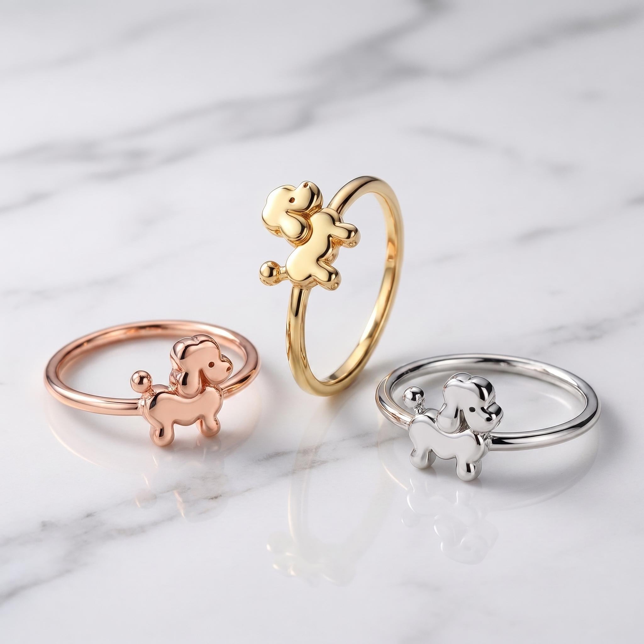 Minimalist Poodle Ring Yellow Gold Poodle Ring Poodle Ring Poodle Jewelry Dainty Solid Gold Poodle Gift Poodle Gold White Gold Rose Gold