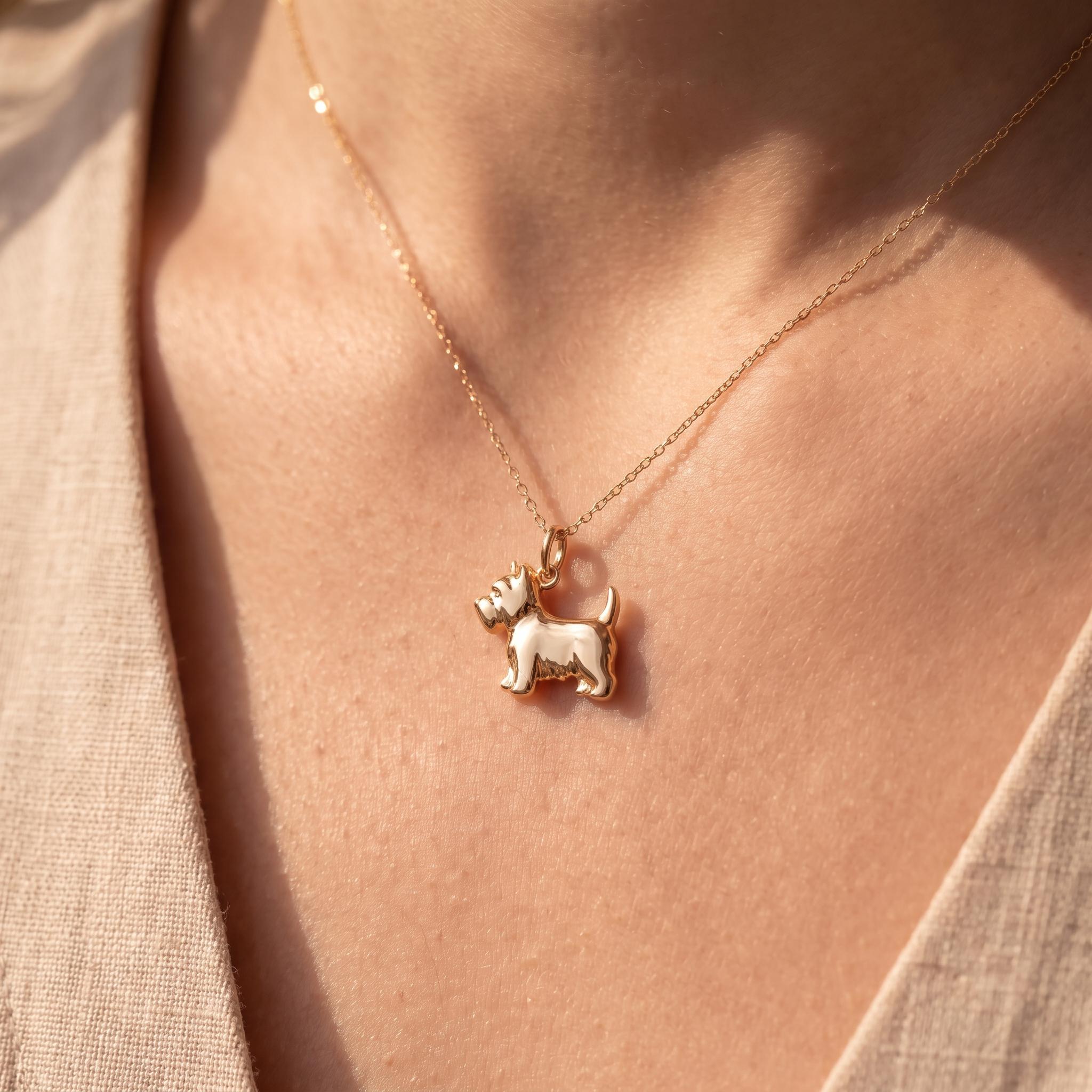 Solid Gold West Highland White Terrier Charm Pendant in Yellow, Rose, or White Gold