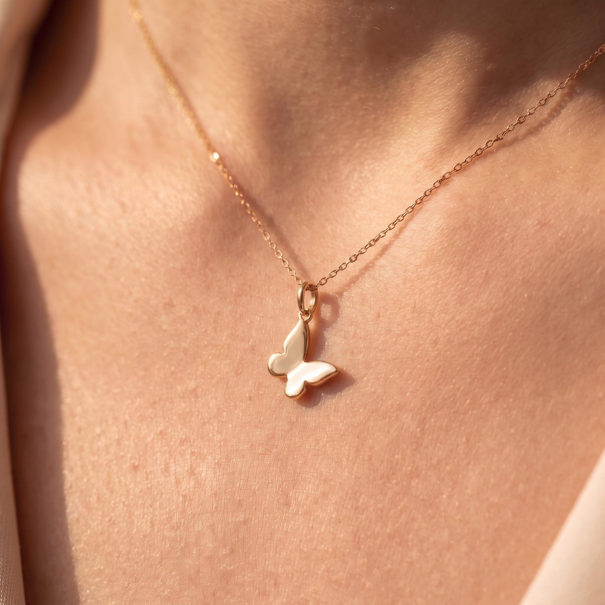 Solid Gold Butterfly Charm in Yellow, Rose, or White Gold