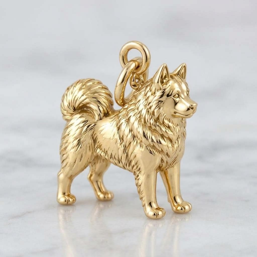 Solid Gold Alaskan Malamute Bracelet Charm in Yellow, Rose, White Gold or Sterling Silver
