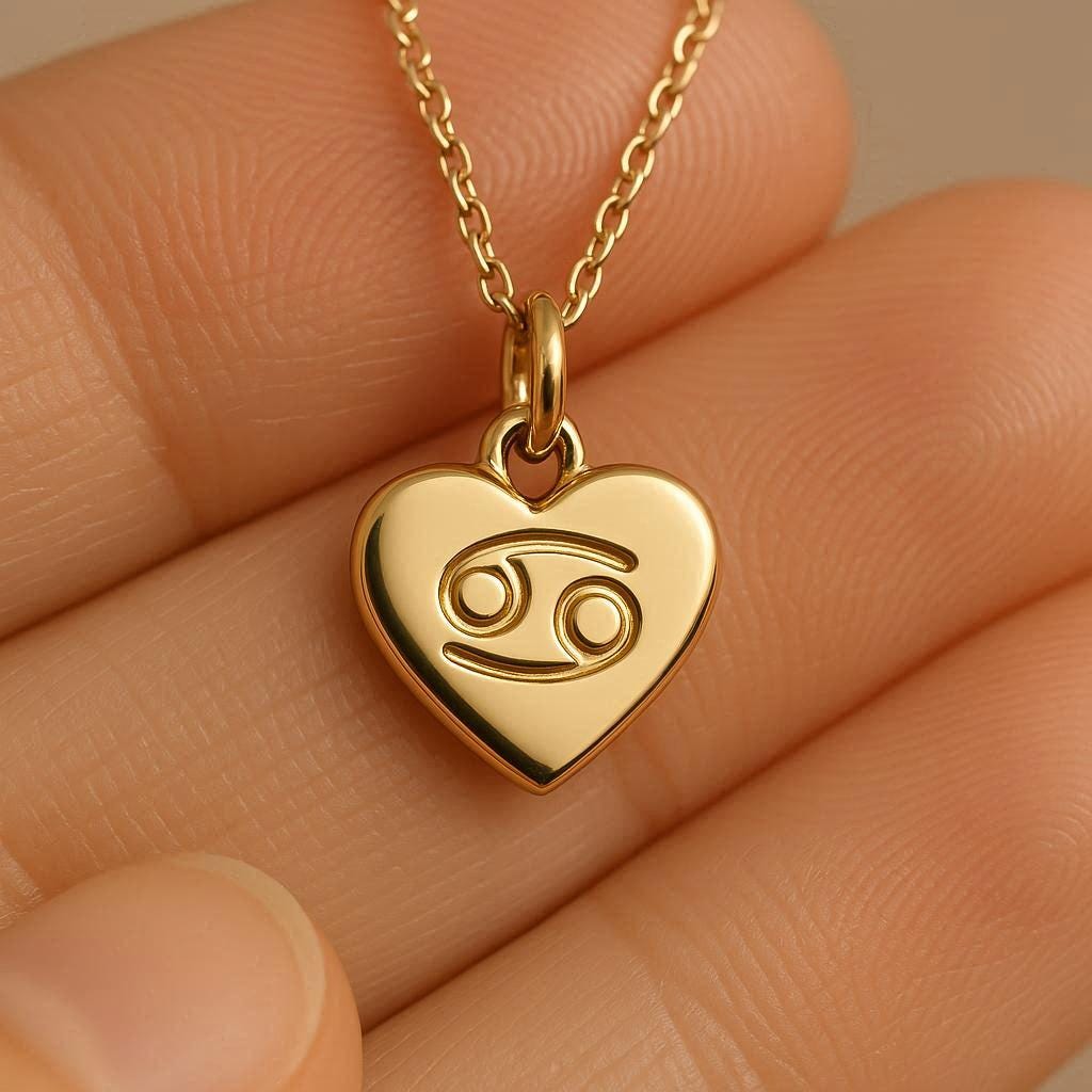 Gold Cancer Charm Necklace Yellow Gold Astrological Pendant Cancer Necklace Solid Gold Horoscope Zodiac Dainty Cancer Jewelry