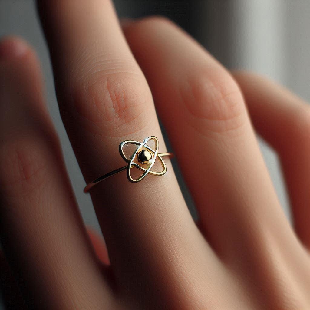 Minimalist Atom Ring Yellow Gold Atom Ring Science Ring Atom Jewelry Dainty Solid Gold Atom Gift Science Gold White Gold Rose Gold