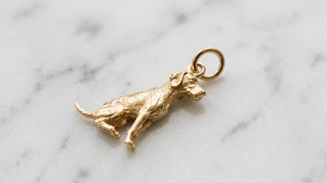 Solid Gold Vizsla Dog Bracelet Charm in Yellow, Rose, White Gold or Sterling Silver