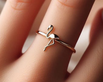 Minimalist Flamingo Ring Yellow Gold Flamingo Ring Florida Ring Flamingo Jewelry Dainty Solid Gold Flamingo Gift White Gold Rose Gold