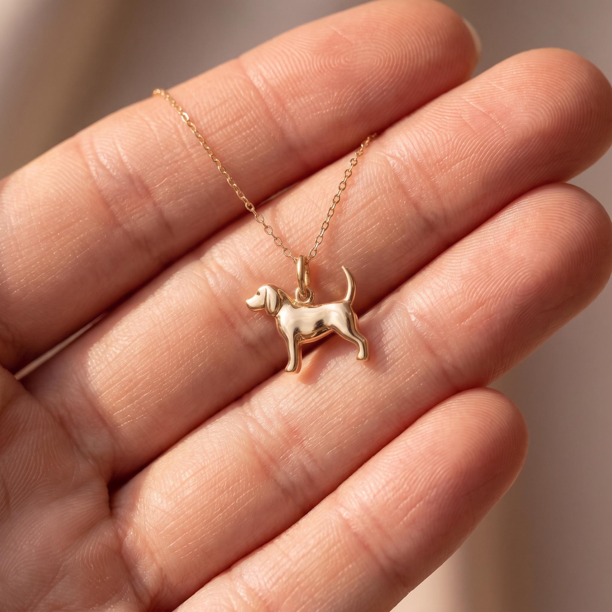 Gold Beagle Charm Necklace: Minimalist Dog Lover Dainty Pendant
