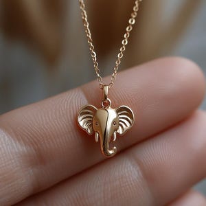 Gold Elephant Charm Necklace Yellow Gold Elephant Pendant Elephant Necklace Solid Gold Minimalist Elephant Charm Dainty Animal Jewelry