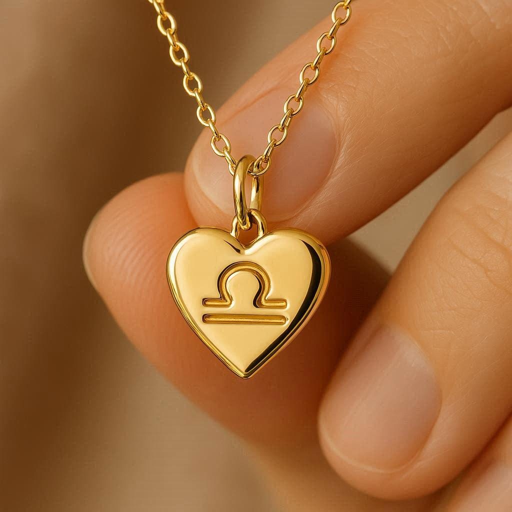 Gold Libra Charm Necklace Yellow Gold Astrological Pendant Libra Necklace Solid Gold Minimalist Horoscope Zodiac Dainty