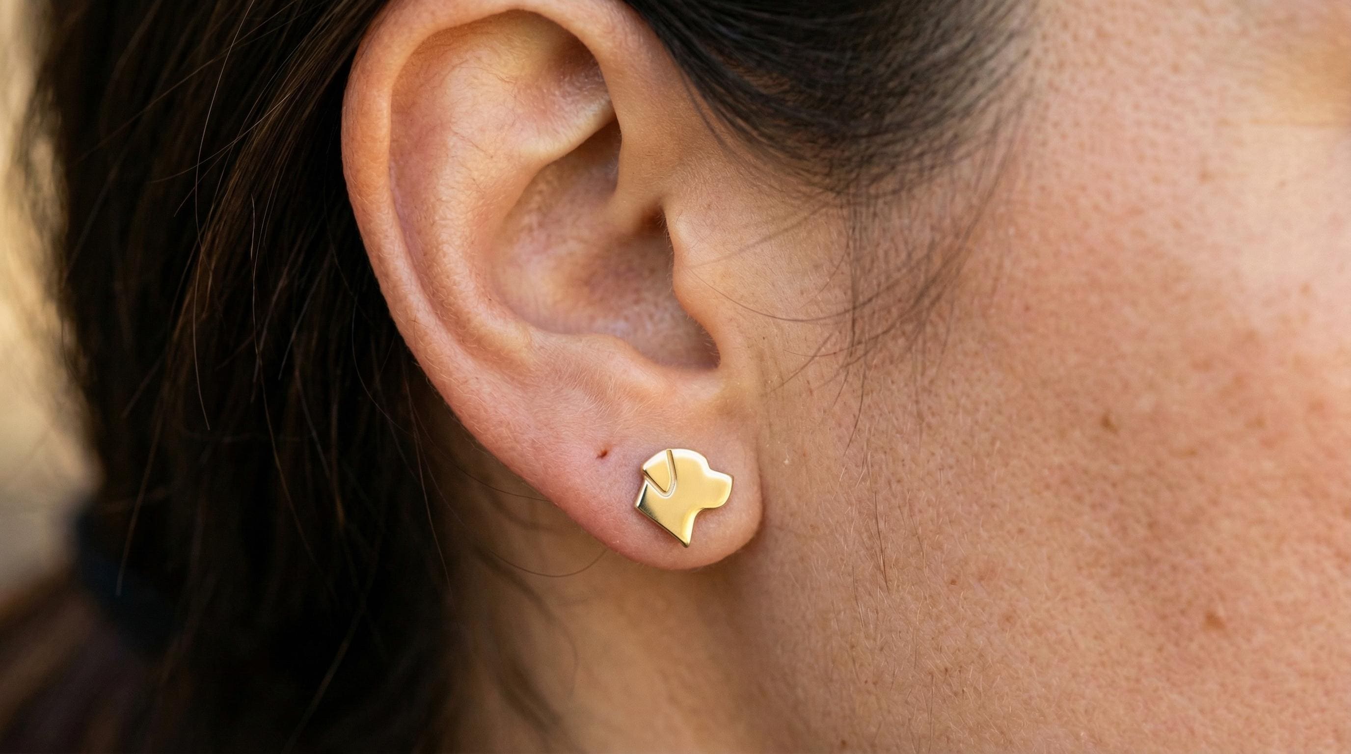 14k Solid Gold Rottweiler Earrings: Rottweiler Dog Studs in Solid Gold or Silver