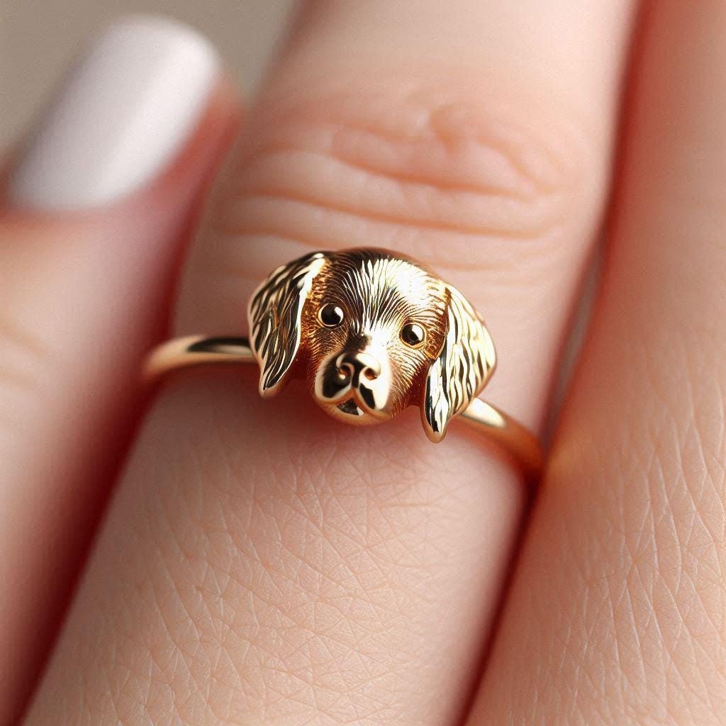 Minimalist Brittany Spaniel Ring Yellow Gold Brittany Spaniel Ring Breton Spaniel Ring Brittany Spaniel Jewelry White Gold Rose Gold