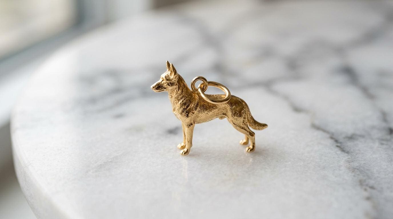 Solid Gold Belgian Malinois Bracelet Charm in Yellow, Rose, White Gold or Sterling Silver