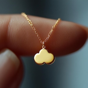 Gold Cloud Charm Necklace Yellow Gold Cloud Pendant Cloud Necklace Solid Gold Minimalist Cloud Charm Dainty Cloud Jewelry