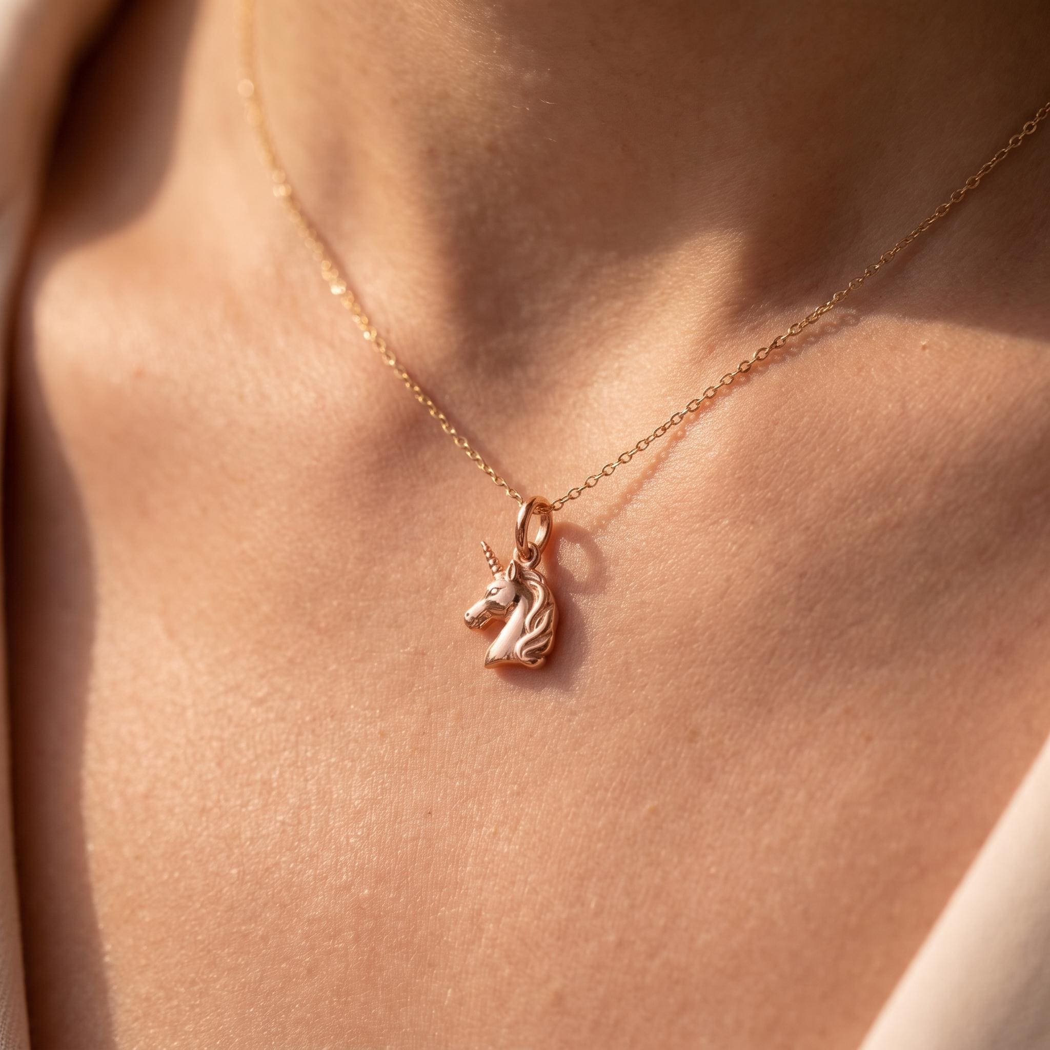 Solid Gold Unicorn Charm in Yellow, Rose, or White Gold