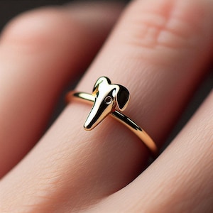 Minimalist Greyhound Ring Yellow Gold Greyhound Gift Gold Greyhound Jewelry Dainty Solid Gold Greyhound Lover White Gold Rose Gold