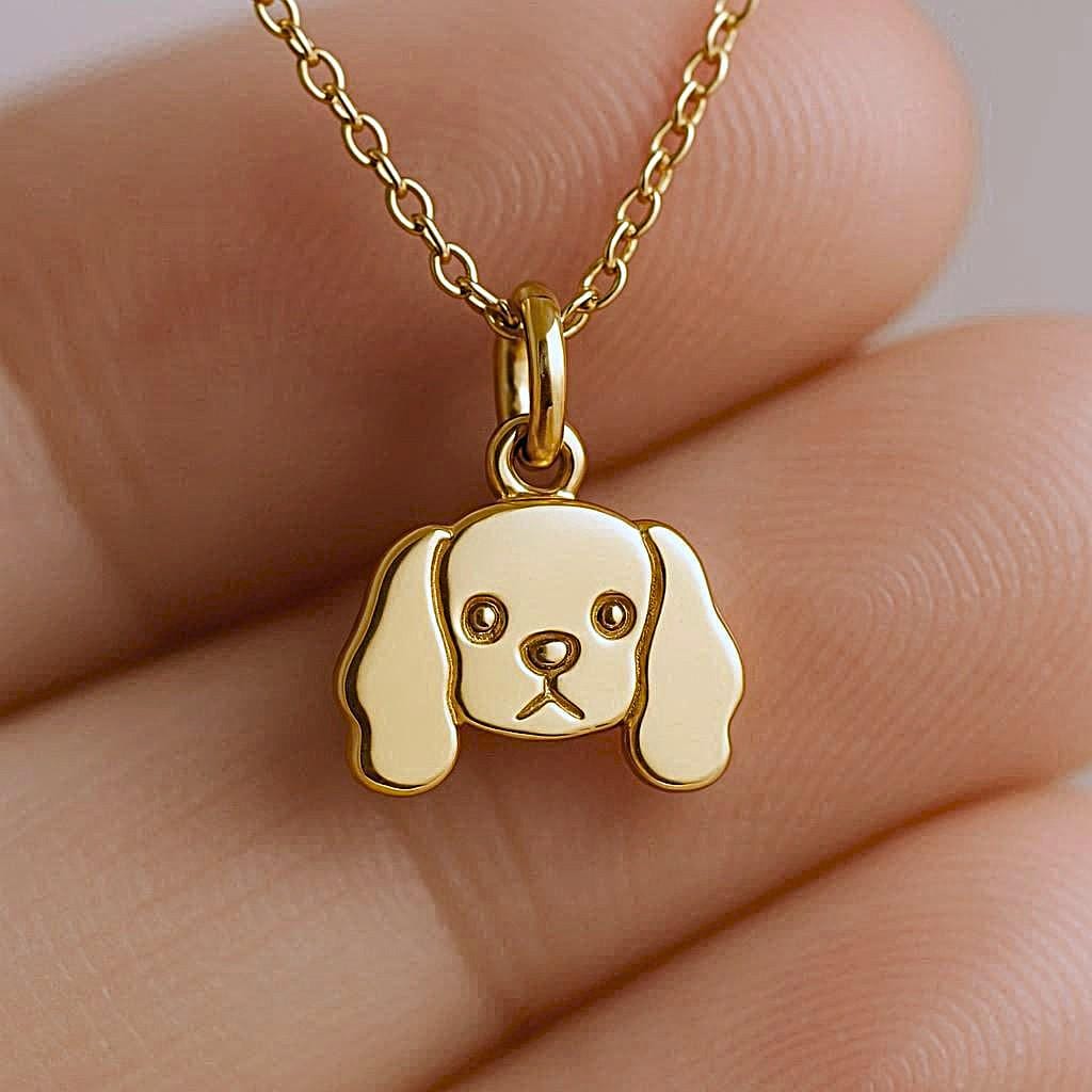 Gold Cavalier King Charles Spaniel Charm Necklace Yellow Gold Cavalier Pendant Cavalier King Necklace Solid Gold Minimalist Cavalier Charm