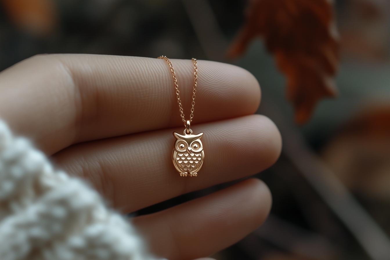 Gold Owl Charm Necklace Yellow Gold Wisdom Pendant Owl Necklace Solid Gold Minimalist Wisdom Charm Dainty Owl Jewelry