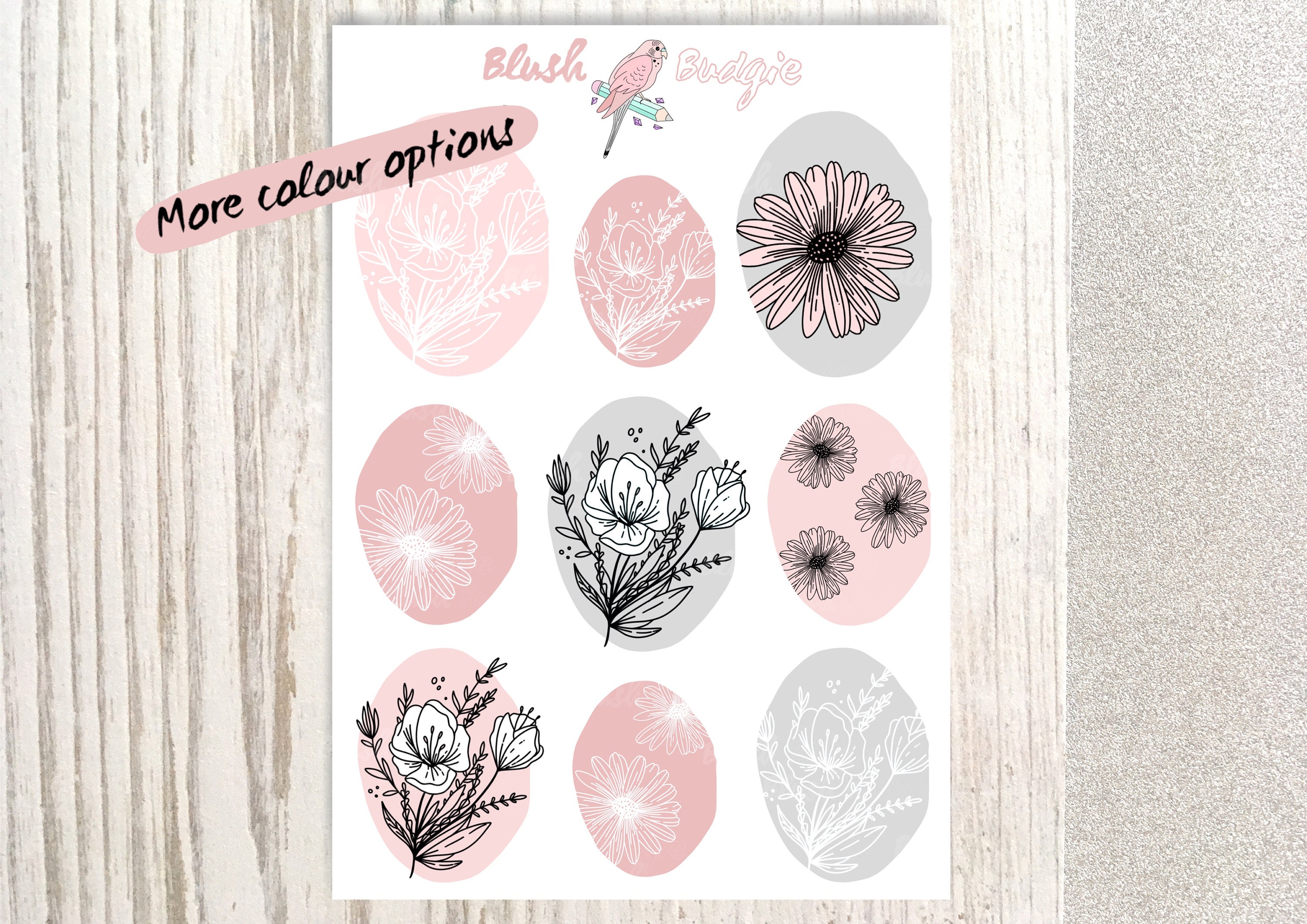 A5 Floral Bullet Journal Header Stickers - Sized for an A5 or large BUJO -  Perfect to easily create a gorgeous bujo spread - D121