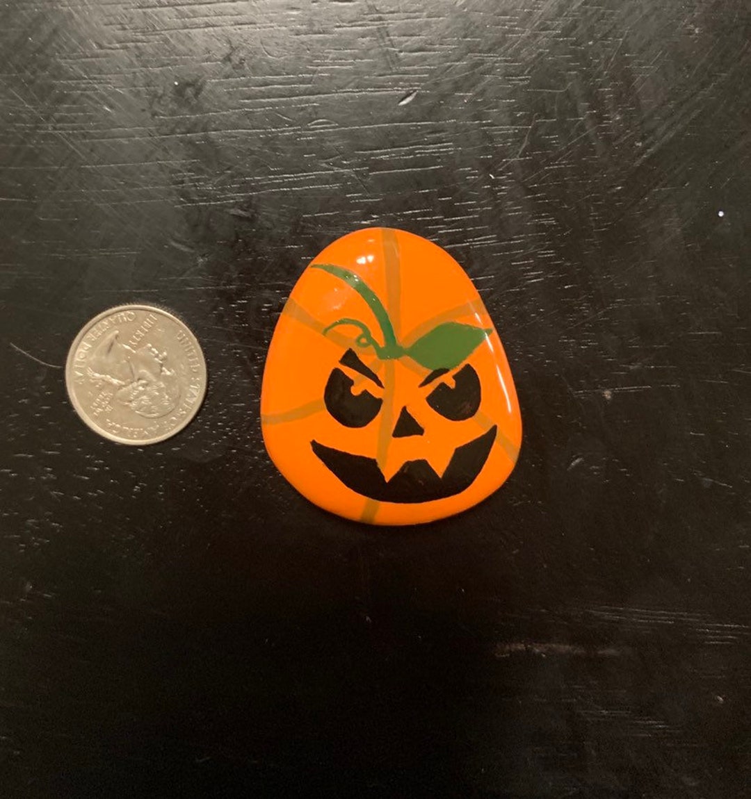 Hand Painted Jack O'lantern Rock Magnets - Etsy