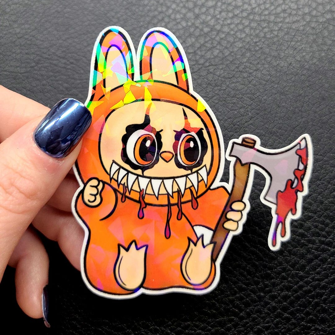 Evil Labubu Glittery Die Cut Sticker - Etsy