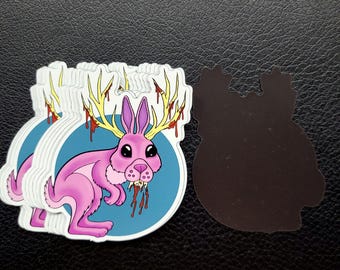 Jackalope cryptid die cut magnet