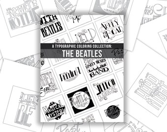 Tipografía dibujada a mano del álbum The Beatles: hojas para colorear imprimibles