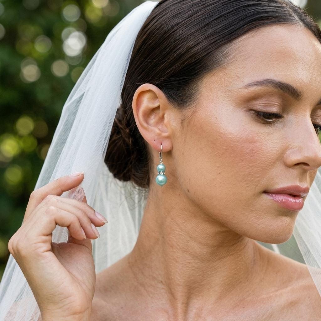 earrings for light blue dress Formal 3D beaded That way Hollies - Long Cool Size:L | 56