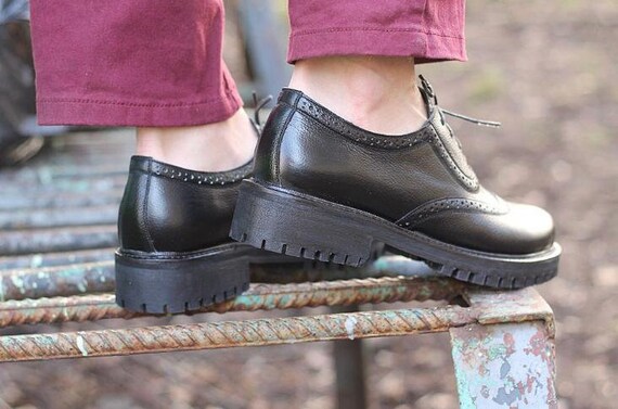 Zwart lederen schoenen Oxford schoenen nauwe schoenen | Etsy Nederland