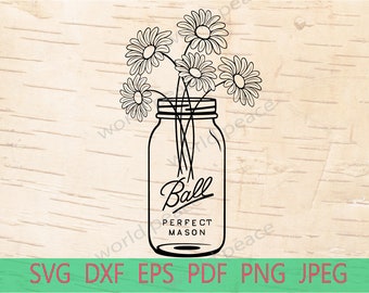 Download Mason Jar Flower Svg Etsy